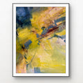 Blue + Yellow Abstract Painting on Paper - Original Work / Sara Roberts Art