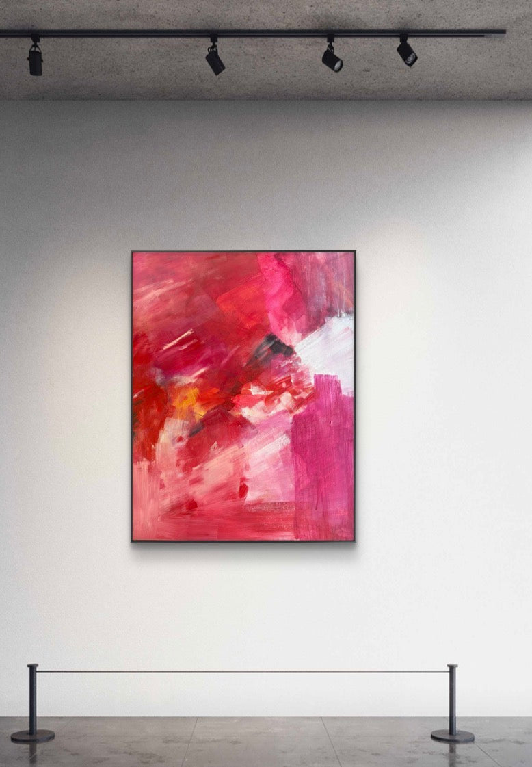 Red + Pink Abstract Acrylic Painting on Canvas