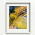 Blue + Yellow Abstract Painting on Paper - Original Work / Sara Roberts Art
